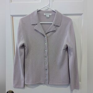 Webdy B Soft Lilac 100% Cashmere Button-Up Cardigan, Size large